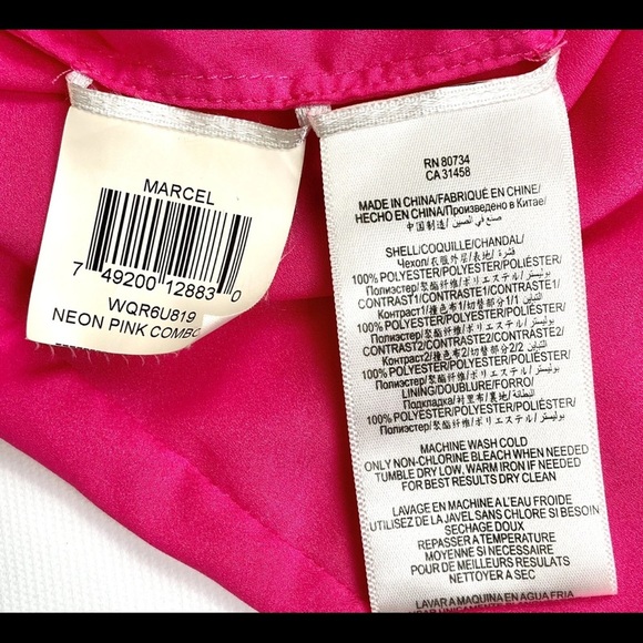 BCBGMAXAZRIA Marcel Neon Pink Color Block Cocktail Party Dress Size XXS - Picture 7 of 8